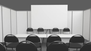 Conference room in office Mockup with tables and seats 3D rendering