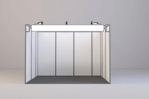 Empty trade event stand. Standard modular construction. 3D rendered — Stock Photo, Image
