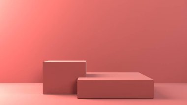 Yumuşak pastel arka planda 3D beyaz pembe küpler gradyan renkler. Soyut 3d geometrik illüstrasyon oluşturucu.