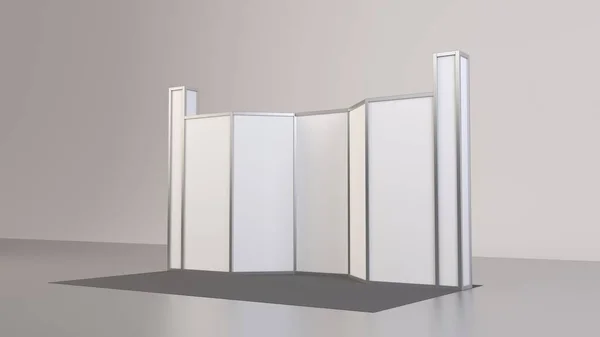 Blank white exhibition stand with sections 3d render template