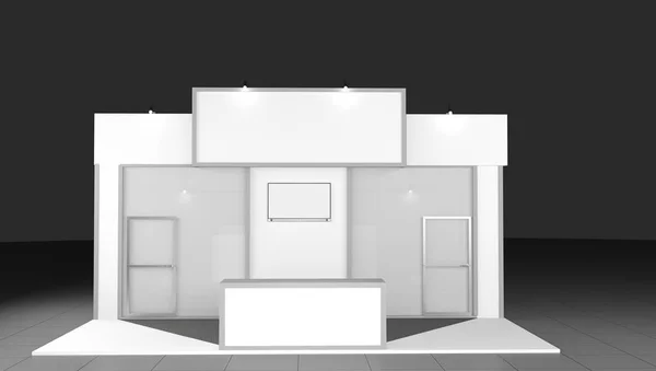 Handel utställning stand. 3D utsmält illustration. — Stockfoto