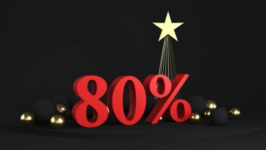 Siyah Noel arkaplanındaki indirimli indirimin 3d kırmızı metni