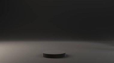 Siyah zemin üzerinde siyah podyum, 3D görüntüleme