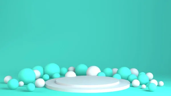 3D-Darstellung der Zusammensetzung des Parteidesigns. Abstrakte 3D-geometrische Formen Hintergrund für Urlaubskonzept. 3d blauer Hintergrund. — Stockfoto