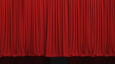 Tiyatro sahnesi kırmızı perdeler. 3d hazırlayıcı.