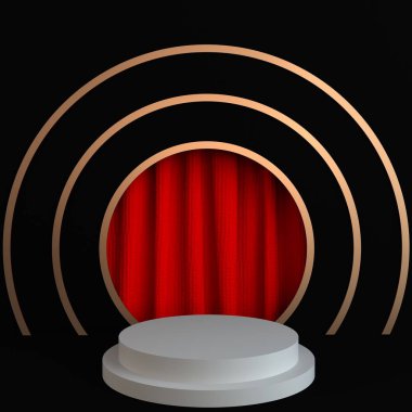 Pembe zemin üzerinde soyut beyaz kaide oluşturulmuş ürün için perdeler, kozmetik sunum.