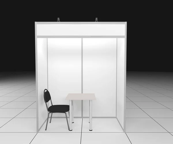 空白の屋内展示会情報白い背景に3Dレンダリング、簡単なプレゼンテーションのためのテンプレート — ストック写真