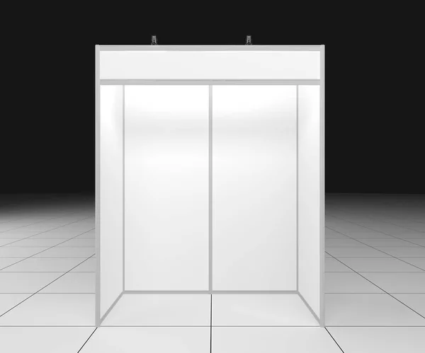 1x2 metre Boş Salon Sergisi Ticaret Bilgileri Beyaz arkaplan üzerinde 3D görüntüleme, Kolay sunum için Şablon — Stok fotoğraf