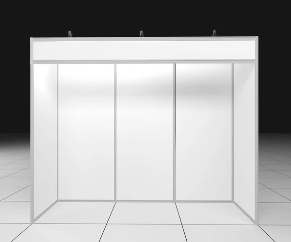 1x3 meters Blank Indoor Exhibition Trade information 3D render on white background, Template for easy presentation — Stok fotoğraf