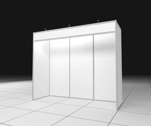 1x3 meters Blank Indoor Exhibition Trade information 3D render on white background, Template for easy presentation — Stok fotoğraf