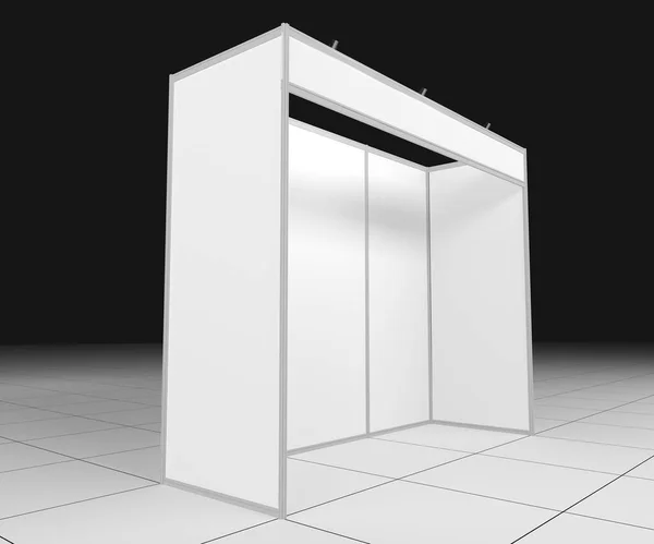 1x3 metros Exposição Indoor em branco Informações comerciais 3D render no fundo branco, modelo para fácil apresentação — Fotografia de Stock