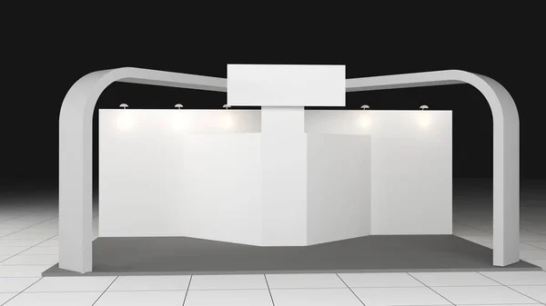 Clean booth design in exhibition . 3D rendering mockup — 图库照片