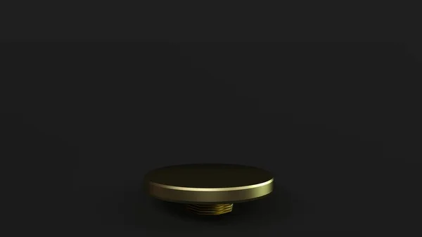 Złoty Produkt Stojak na Czarny. 3d Renderowanie — Zdjęcie stockowe