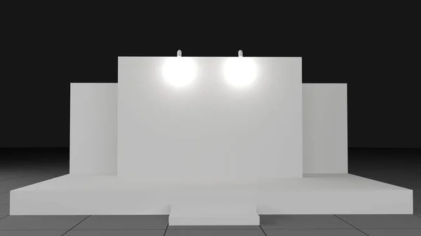Ilustracja 3D scena tło LED ekran bloku kwadratowego stylu z pustym logo firmy na wystawę zdarzeń. Wysoka rozdzielczość — Zdjęcie stockowe