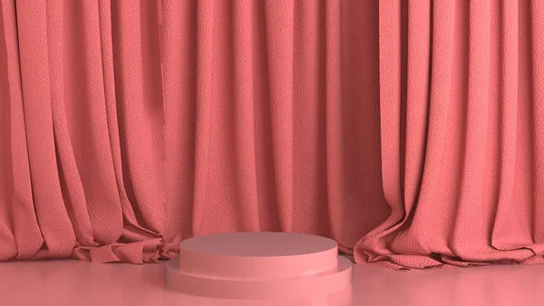 Abstraktní maketa pastelové barvy Scéna, růžový geometrický tvar pódia, 3D vykreslování. — Stock fotografie