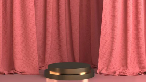 Abstrakte rosa Farbe Hintergrund mit Gold geometrische Form Podium für Produkt. Minimalkonzept. 3D-Darstellung — Stockfoto