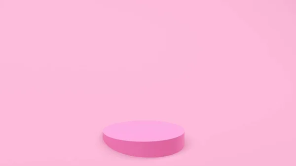 Soyut pastel geometrik şekil arkaplanı. 3 boyutlu pembe podyum sahnesi. Boş vitrin