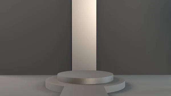 3d cinza branco brilhante cilindro pódio mínimo estúdio fundo . — Fotografia de Stock