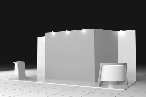 blank stand design in exhibition. 3D rendering mockup. Template
