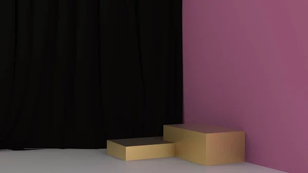 Escena mínima de 8k de alta resolución con podio de cilindro. Resumen de antecedentes geométricos. Espacio suficiente para mostrar un producto, mock minimalista moderno. Pink y fondo negro. 3d render. — Foto de Stock