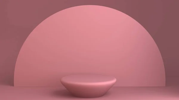 Fundo de luz rosa, estúdio e pedestal. Ilustração 3D, renderização 3D. — Fotografia de Stock