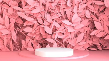 Bitki dokusuna sahip lüks arka plan kaidesi. 3d illüstrasyon, 3d canlandırma.