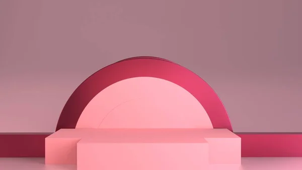 Rosa podium minimal. Rosa väggscen. Pastell bakgrund. 3d-konvertering. — Stockfoto