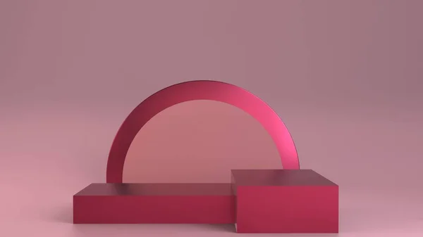 3d ilustração renderizada com formas geométricas. Pastel rosa cores plataformas para apresentação do produto . — Fotografia de Stock