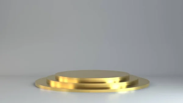 Pódio copyspace dourado de três passos isolado em branco — Fotografia de Stock