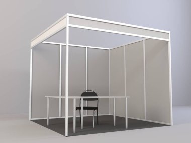 Ticaret standı. 3d illüstrasyon beyaz arkaplanda izole edildi.