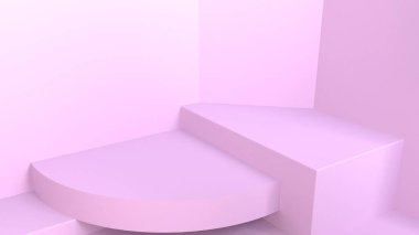 Pastel arkaplan dokusunda geometrik şekilli soyut mor. Web sitesinde görüntüleme ürünü için 3d sunucu tasarımı.