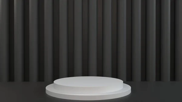 3d gri siyah silindir podyum minimum stüdyo arkaplanı. Soyut 3d geometrik şekil çizimi çizimi.
