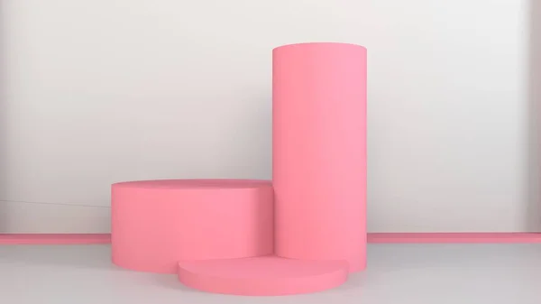 Suporte de produto de cor rosa e branca. Renderização 3D — Fotografia de Stock