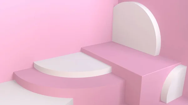 3d abstrato mínimo fundo parede quadrado rosa branco 3d renderização — Fotografia de Stock