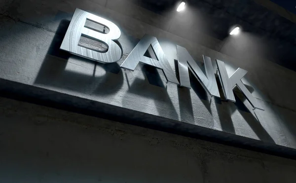 Modern Bank Building Signage — Fotografie, imagine de stoc