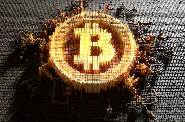 Pixel Bitcoin Concept — Stock Photo, Image