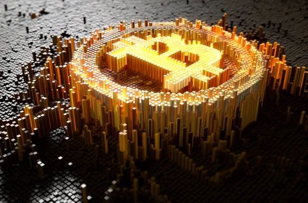 Pixel Bitcoin Concept — Stock Photo, Image