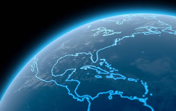 Planeta s osvětleným kontinenty — Stock fotografie
