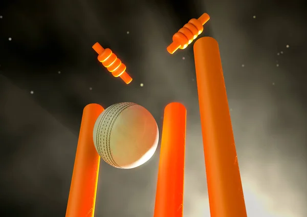 Cricket boll slår grindar — Stockfoto