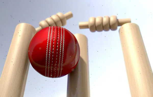 Pelota de Cricket golpeando Wickets —  Fotos de Stock