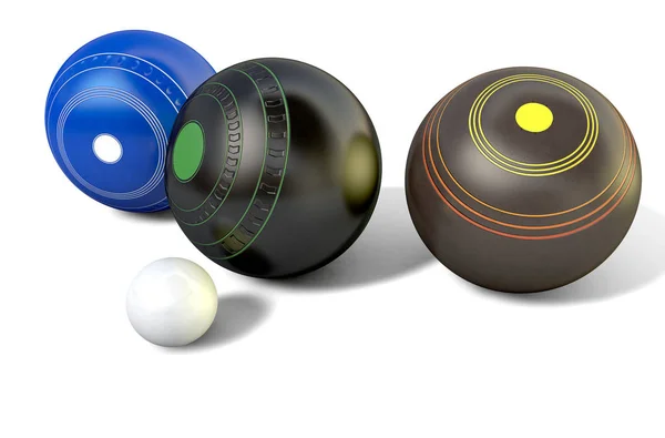 Lawn Bowls And Jack — Stock Photo, Image