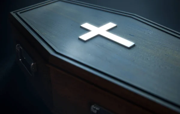 Coffin And Crucifix — Stock Photo, Image