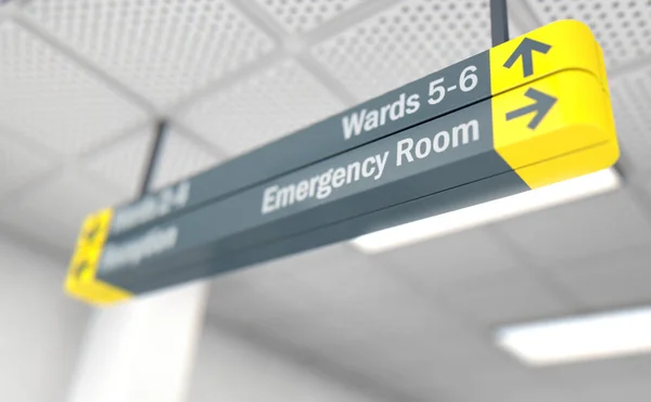 Hospital Directional Sign Emergency Room Stock Picture