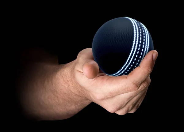 Hand met cricket bal — Stockfoto