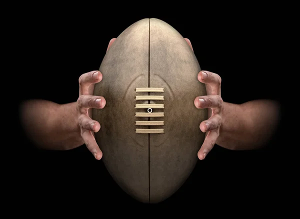 Rugby míč ruce — Stock fotografie