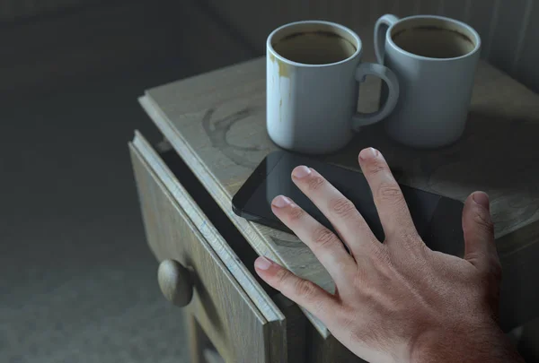 Bedside Table And Cellphone — Stock Photo, Image