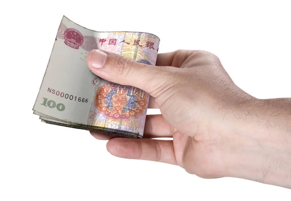 Hand terloops Wad van contant geld — Stockfoto