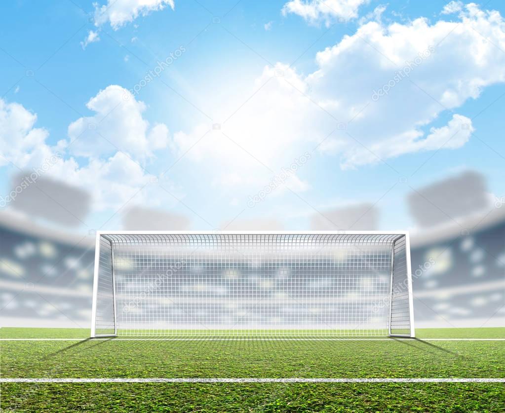Sports Stadium And Soccer Goals