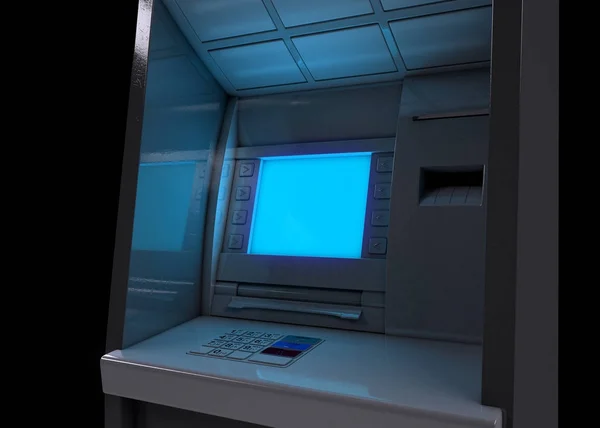 Atm cephe Closeup aydınlatılmış — Stok fotoğraf