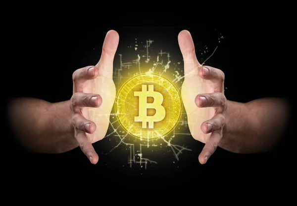 Hands Grasping Cryptocurrency — Stock Photo, Image